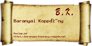 Baranyai Koppány névjegykártya